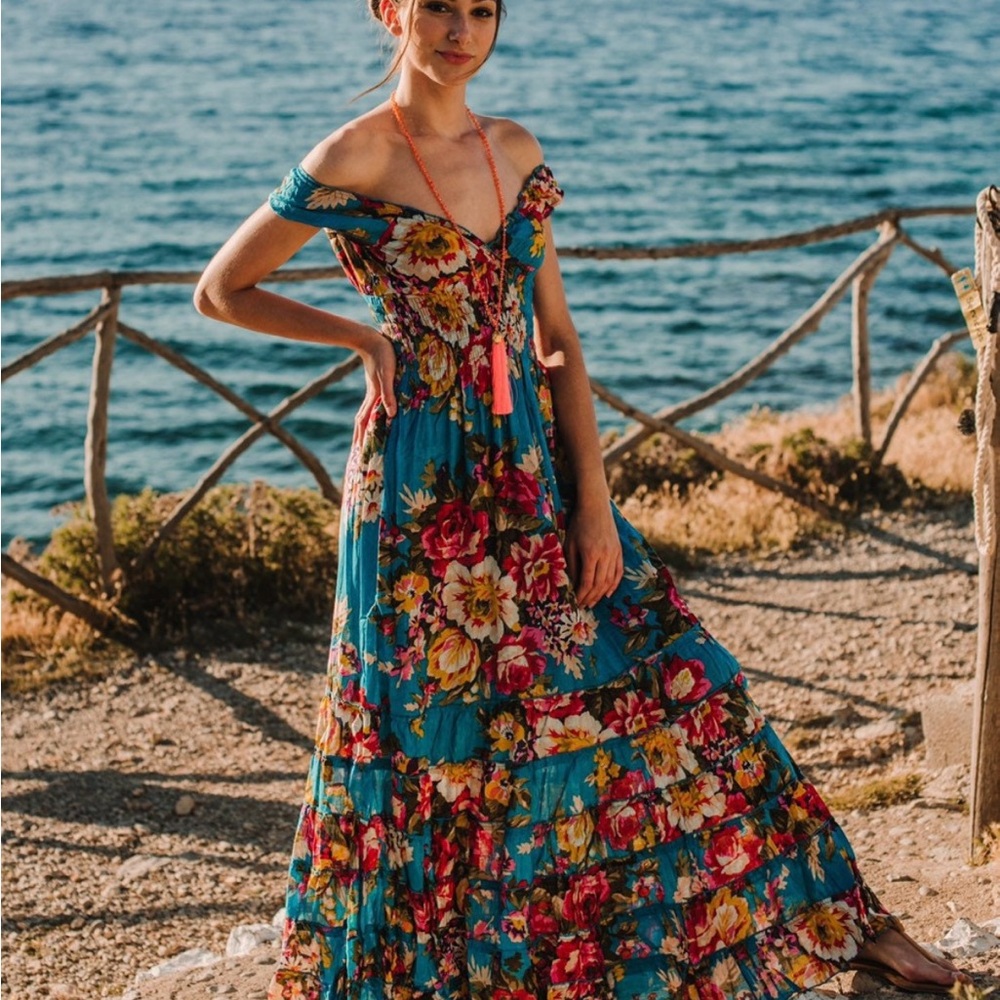 New Floral Off-Shoulder Maxi Dress $65